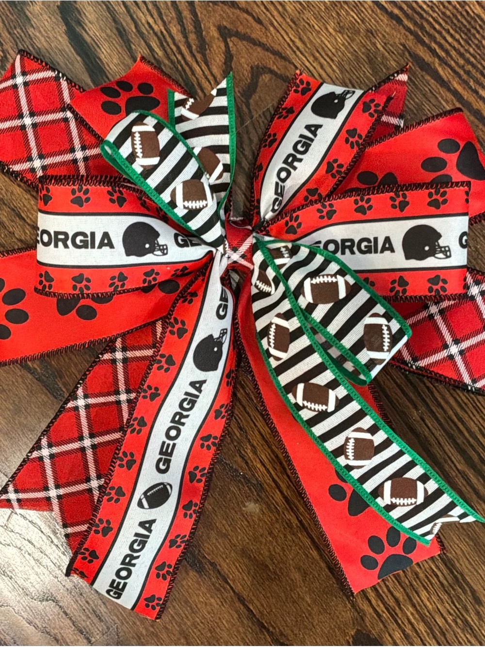 Georgia Themed Red & Black Dog Bow - Georgia Ribbon Pet Accessory